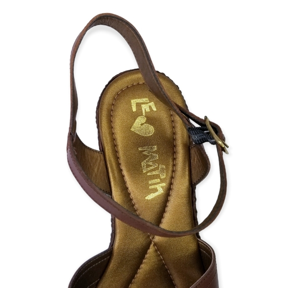 Le Matin Brown Genuine Leather Platform High Heel Sandals Woman's Size 10 - Picture 6 of 9